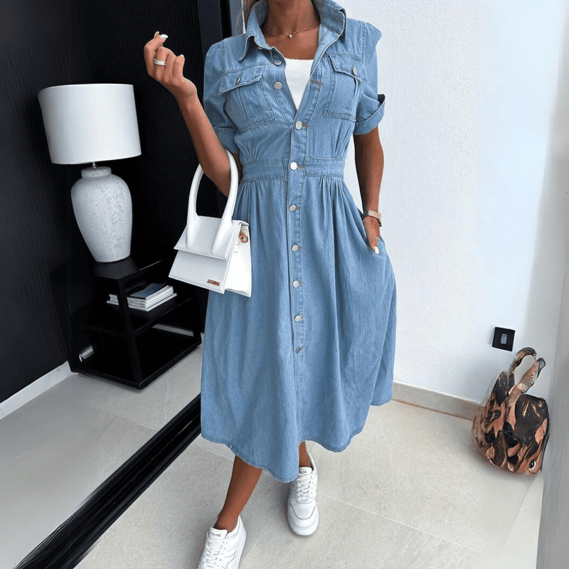 Robe Midi Rebekka - Denim - Femme