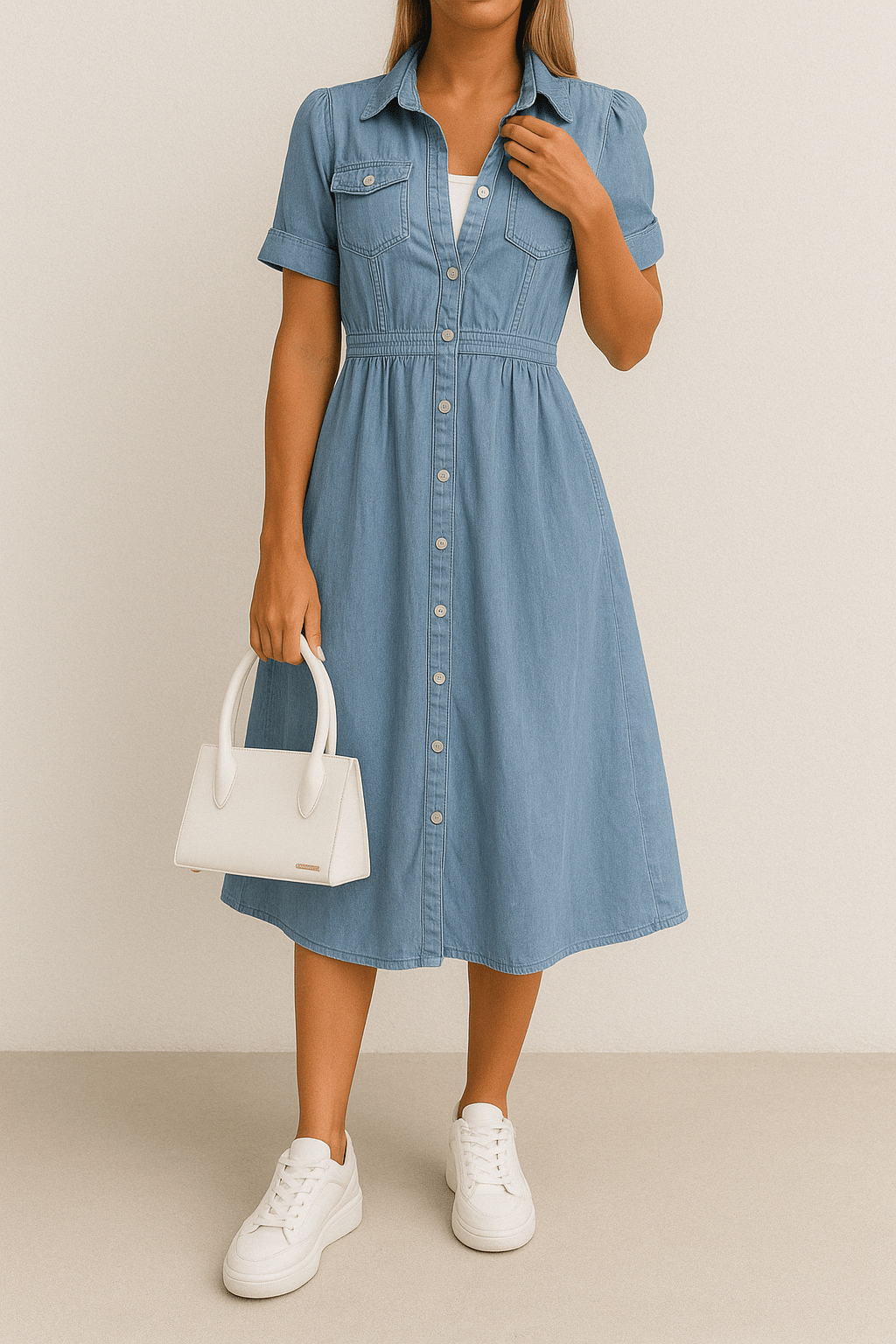 Robe Midi Rebekka - Denim - Femme