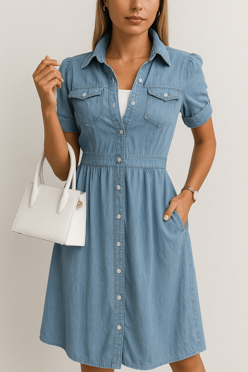 Robe Midi Rebekka - Denim - Femme
