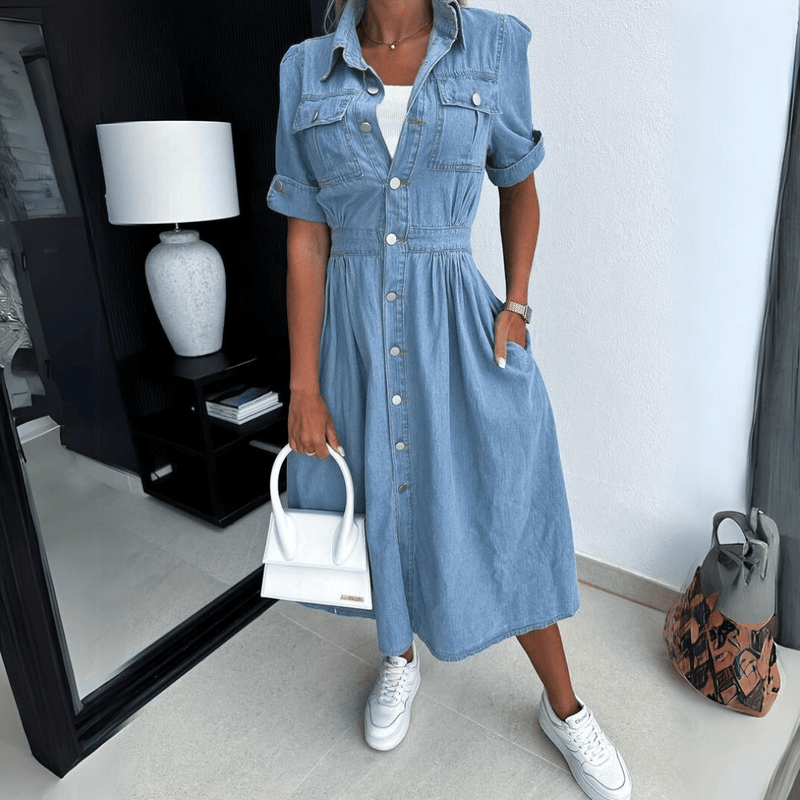 Robe Midi Rebekka - Denim - Femme