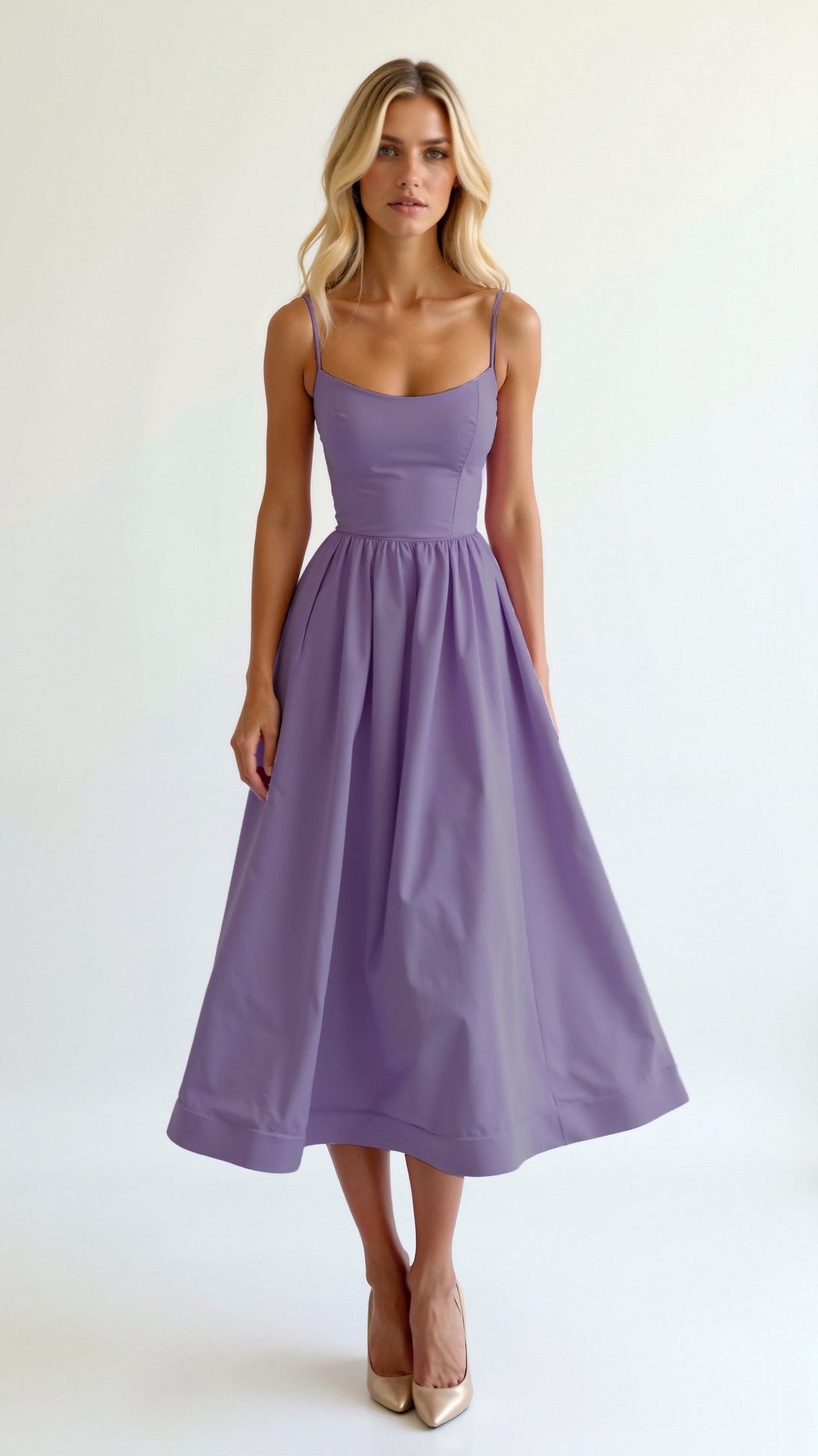 Robe de soirée à bretelles - Robe midi élégante - Femme chic