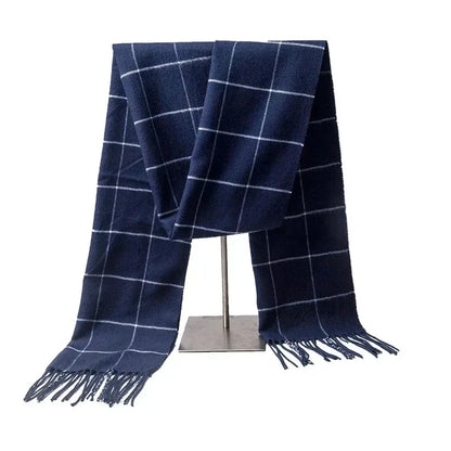 Écharpe homme hiver douce à franges motif carreaux classique