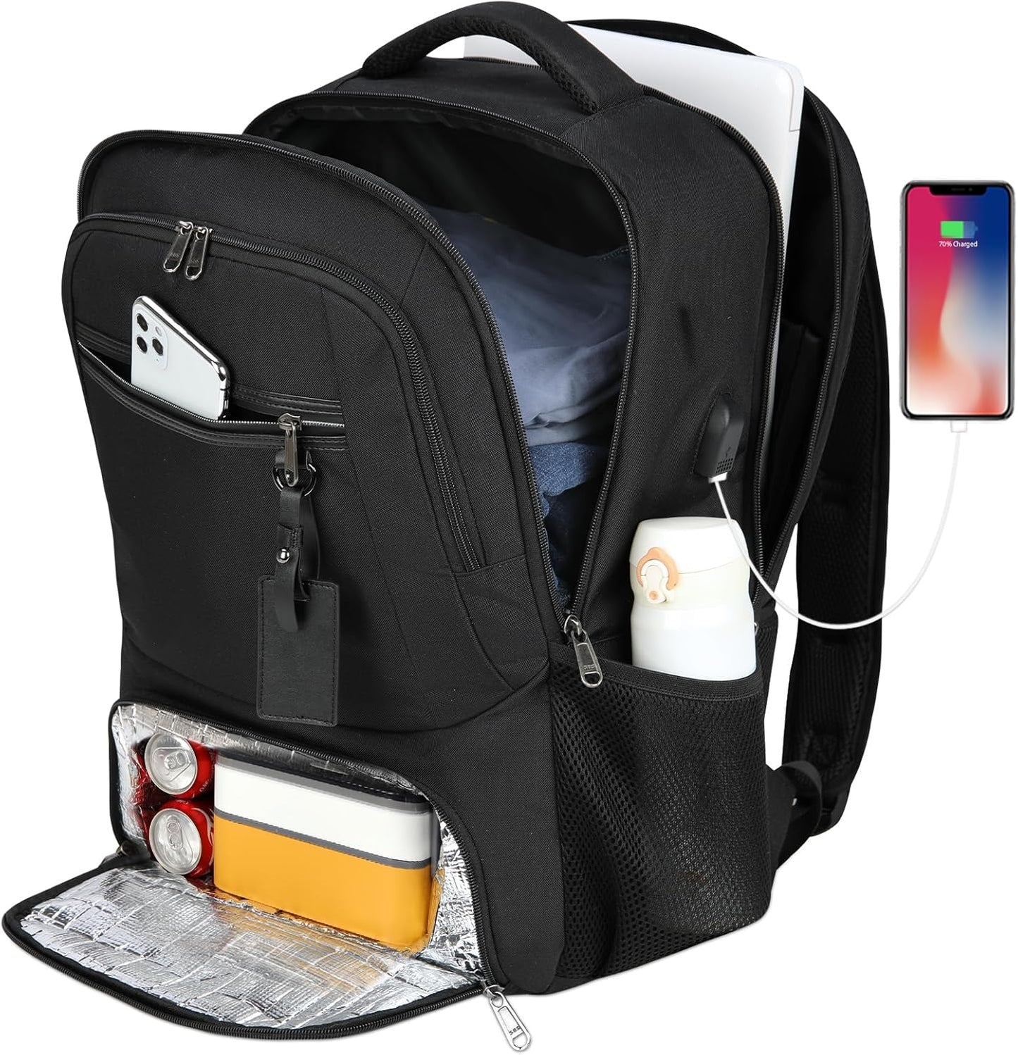 Sac à dos pour ordinateur portable | Imperméable, port USB, compartiment repas