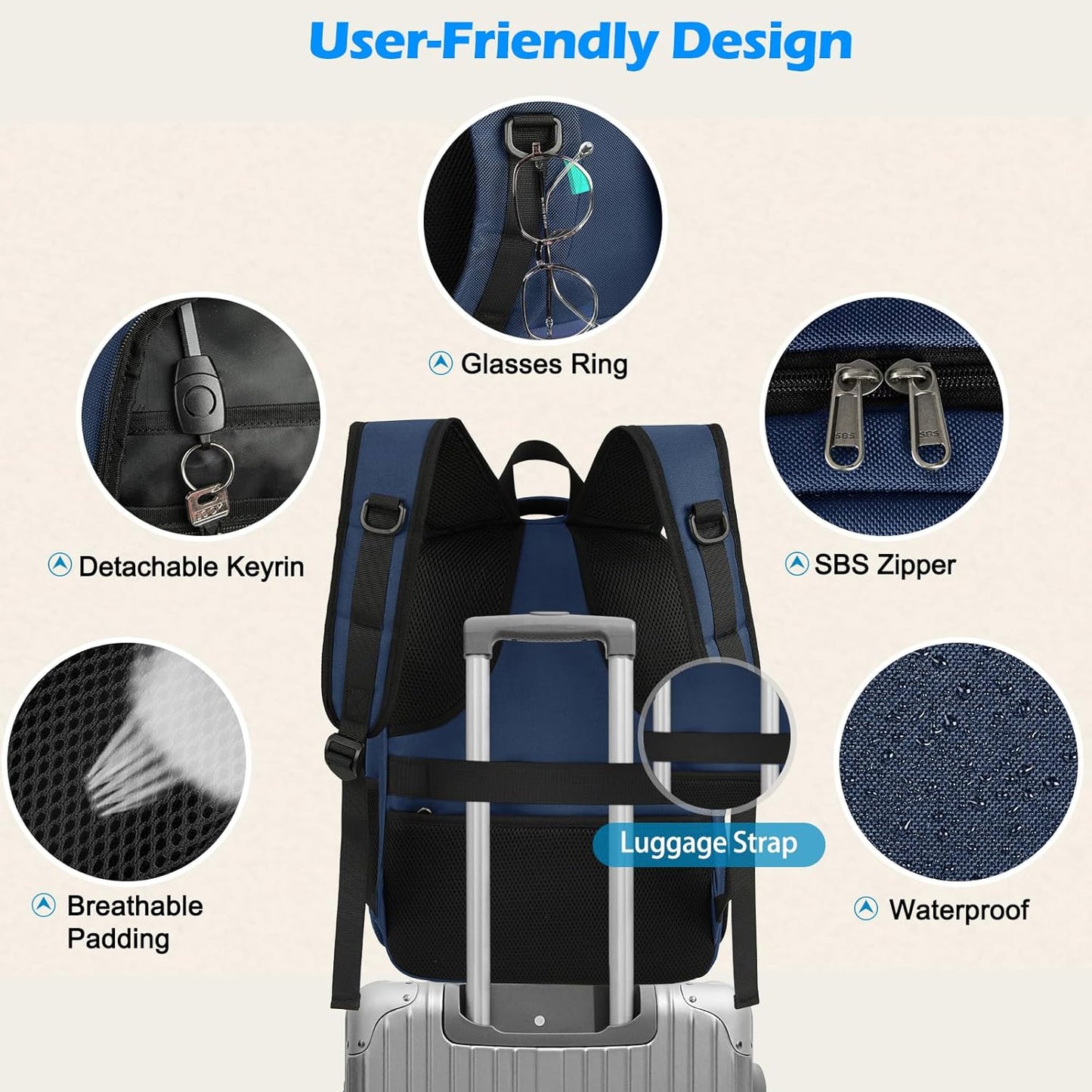 Sac à dos pour ordinateur portable | Imperméable, port USB, compartiment repas