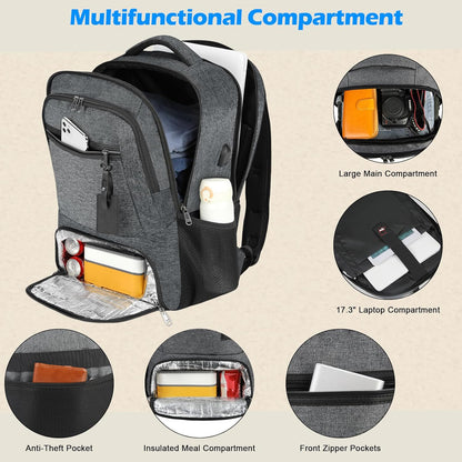Sac à dos pour ordinateur portable | Imperméable, port USB, compartiment repas