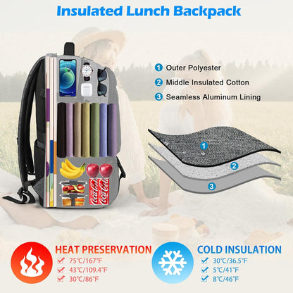 Sac à dos pour ordinateur portable | Imperméable, port USB, compartiment repas