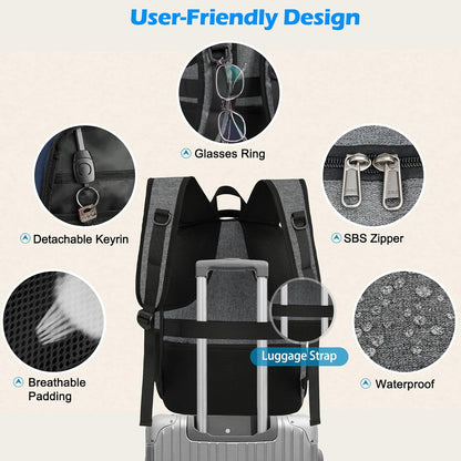 Sac à dos pour ordinateur portable | Imperméable, port USB, compartiment repas