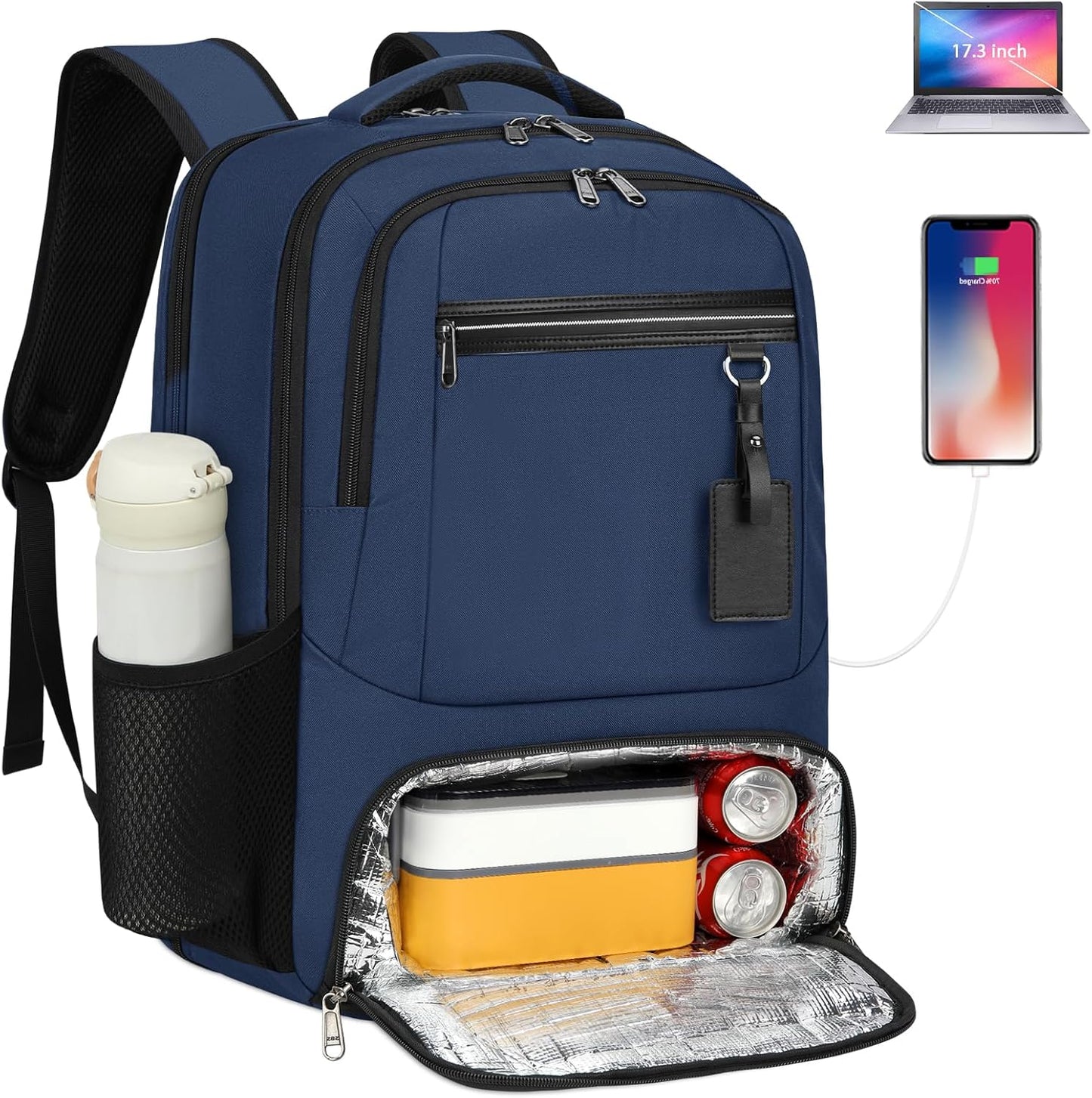 Sac à dos pour ordinateur portable | Imperméable, port USB, compartiment repas