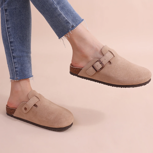 Chaussons femme liège et suède - confort élégant - tendance-Chaussures-PARIS FEMME