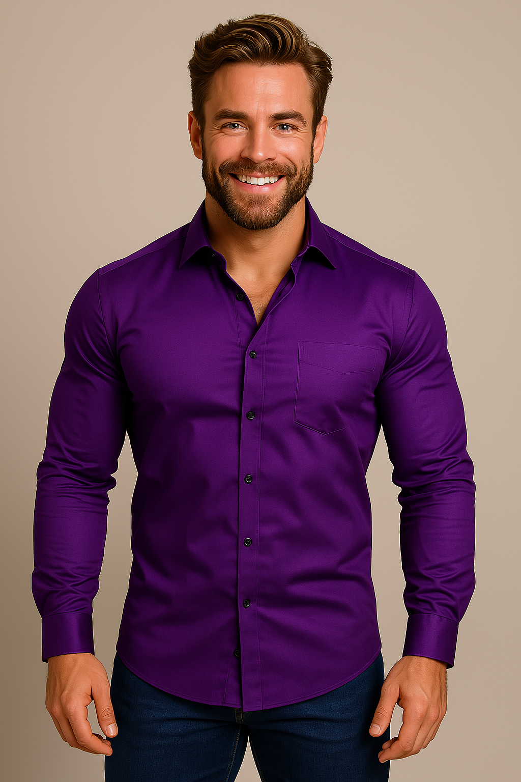 Chemise homme manches longues | Coupe structurée, sans froissement