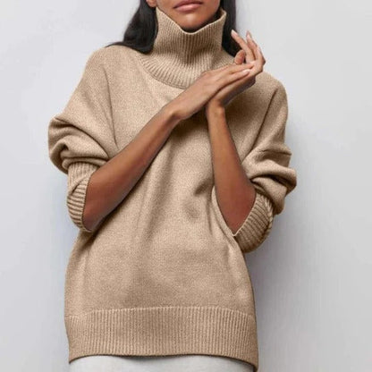Pull col roulé oversize coupe ample bords côtelés surface douce