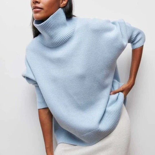 Pull col roulé oversize coupe ample bords côtelés surface douce