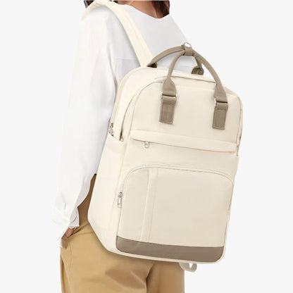 Sac à dos scolaire imperméable | Style urbain, beige | Usage quotidien et voyage