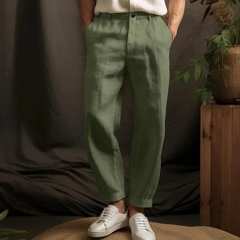 Pantalon lin homme | Respirant, léger | Kaki, blanc, vert, noir