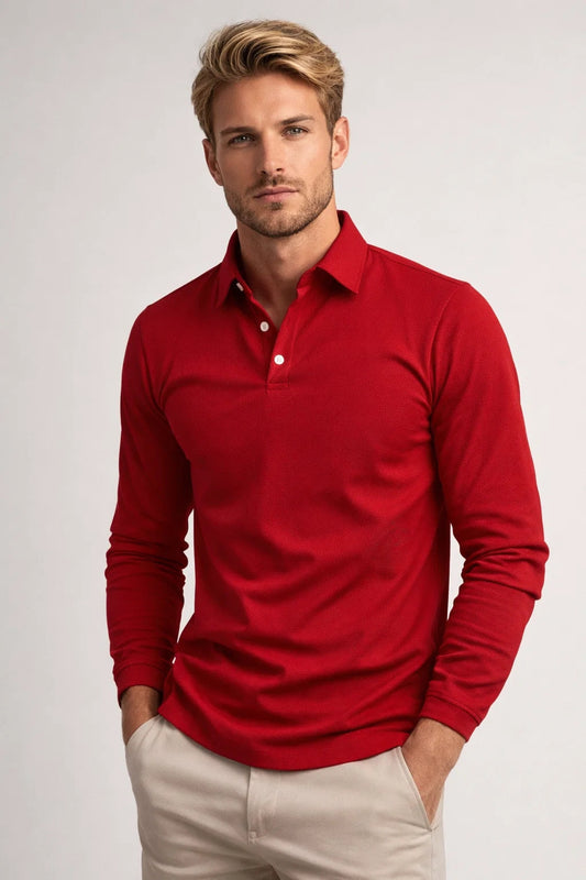 Chemise Polo Homme | Manches Longues, Col Classique | Décontractée