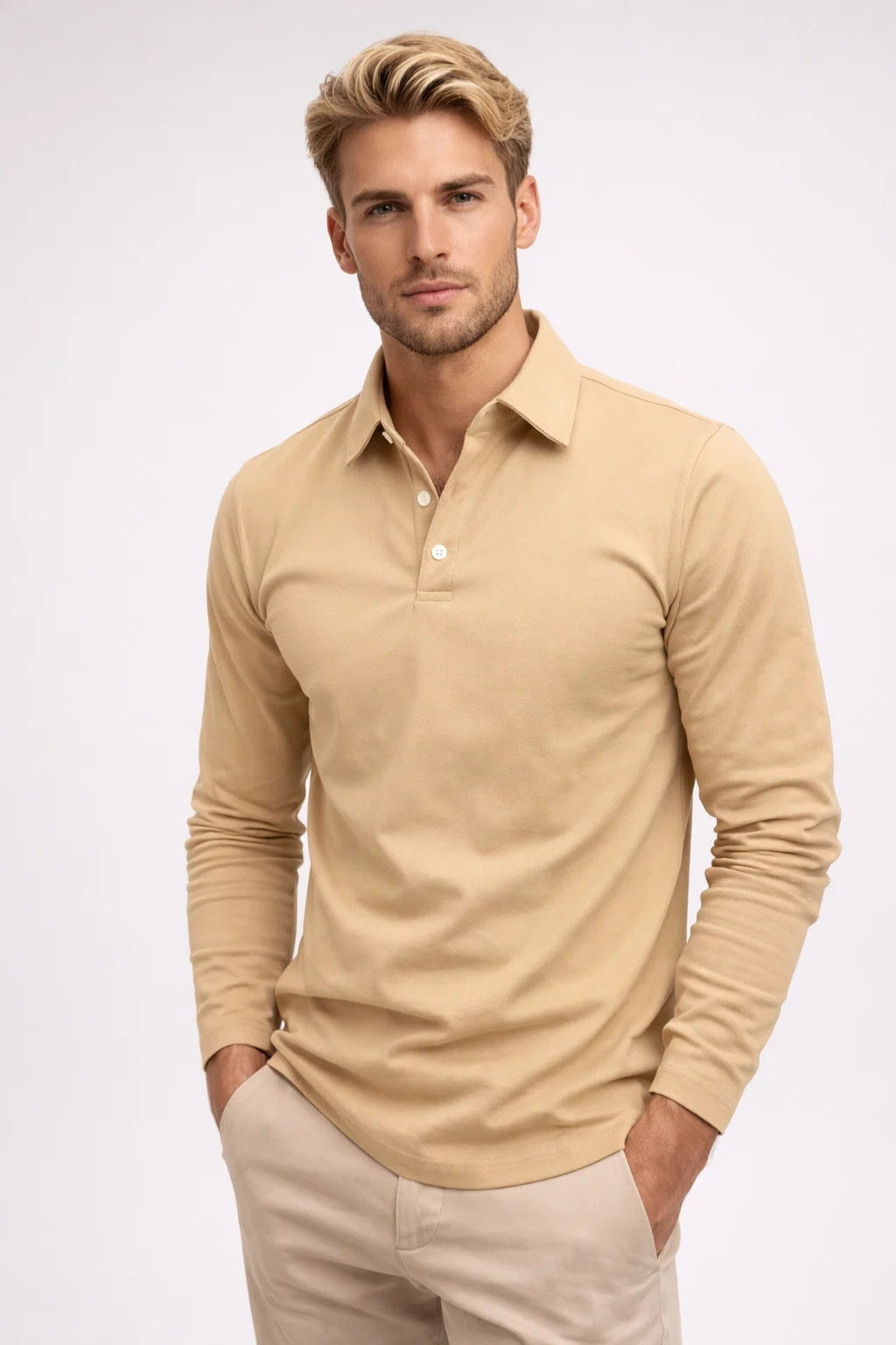 Chemise Polo Homme | Manches Longues, Col Classique | Décontractée