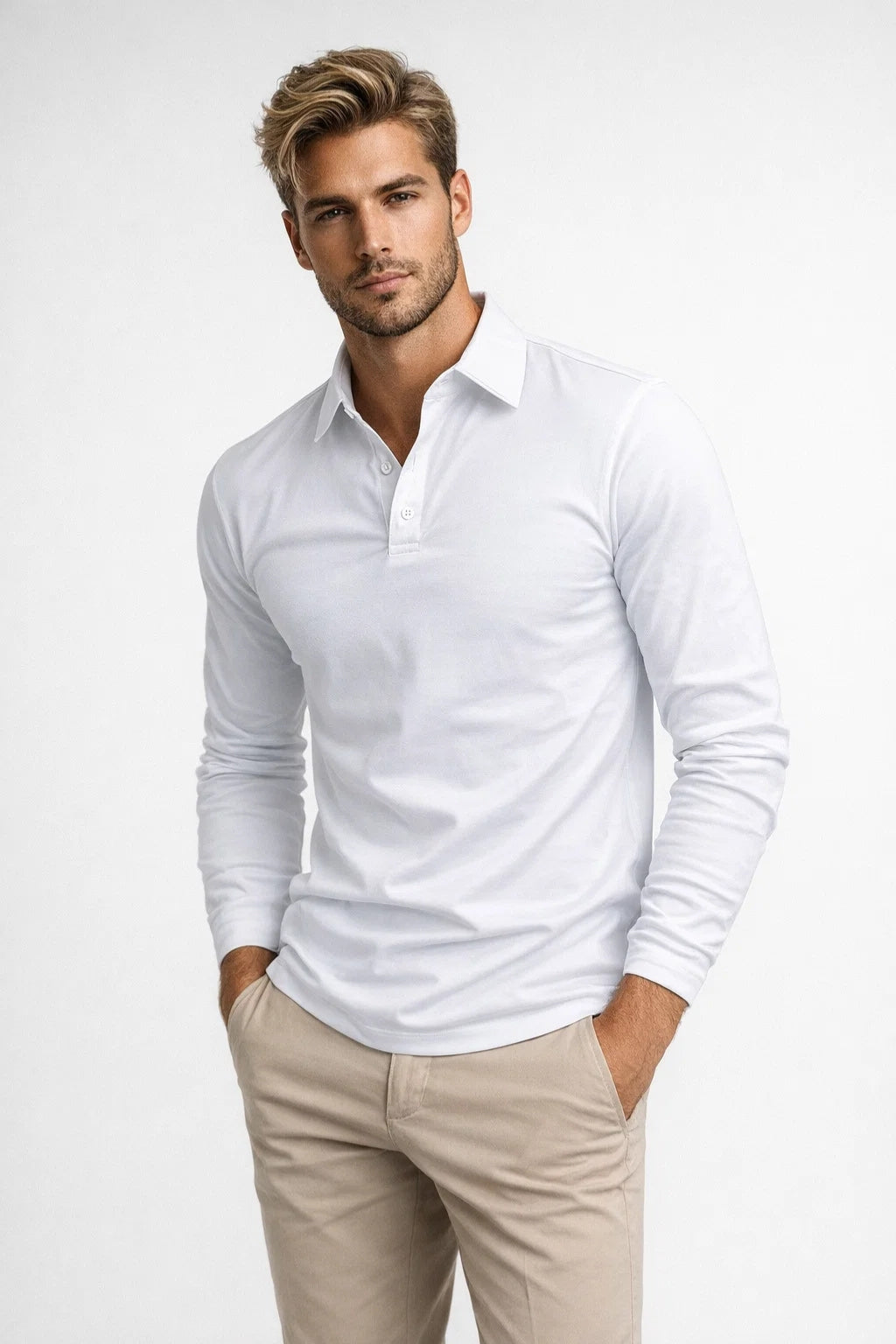 Chemise Polo Homme | Manches Longues, Col Classique | Décontractée