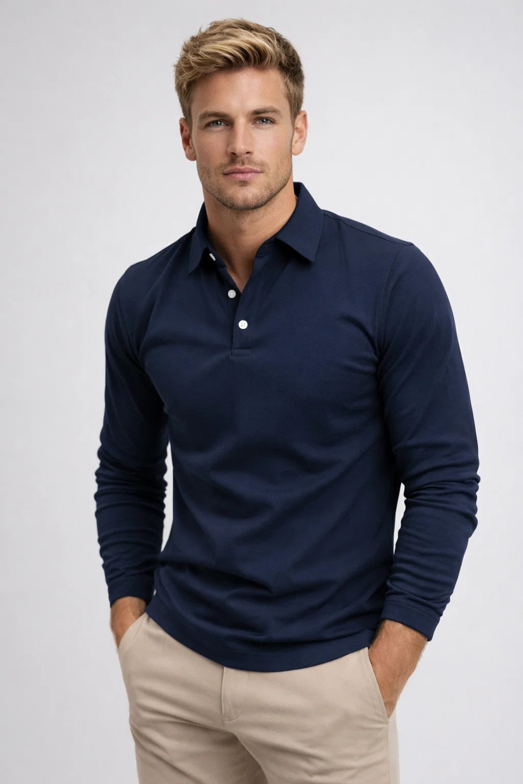 Chemise Polo Homme | Manches Longues, Col Classique | Décontractée