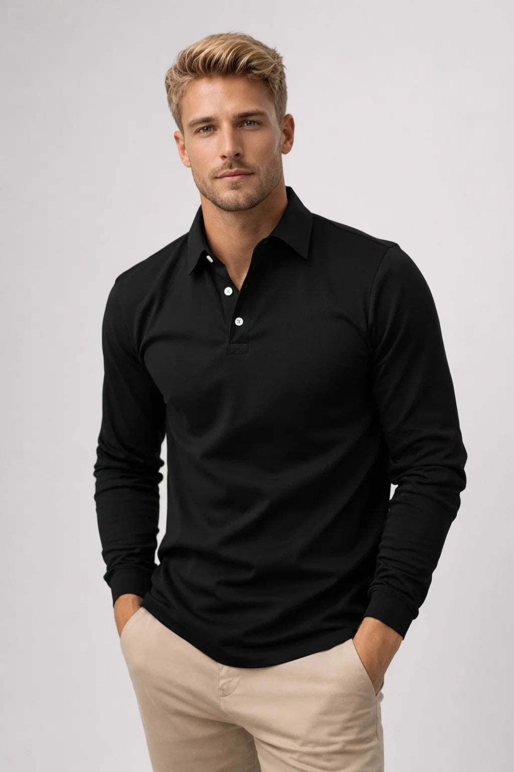 Chemise Polo Homme | Manches Longues, Col Classique | Décontractée
