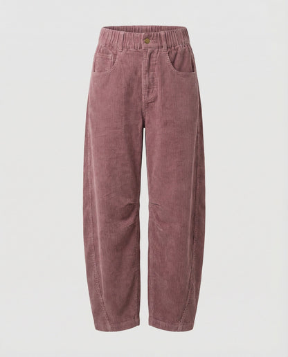 Pantalon velours femme taille élastique large jambe ample hiver