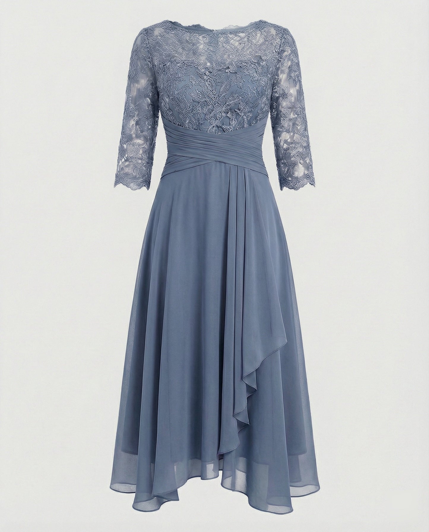 Robe de Cérémonie Femme | Dentelle, Taille Marquée | Midi Chic