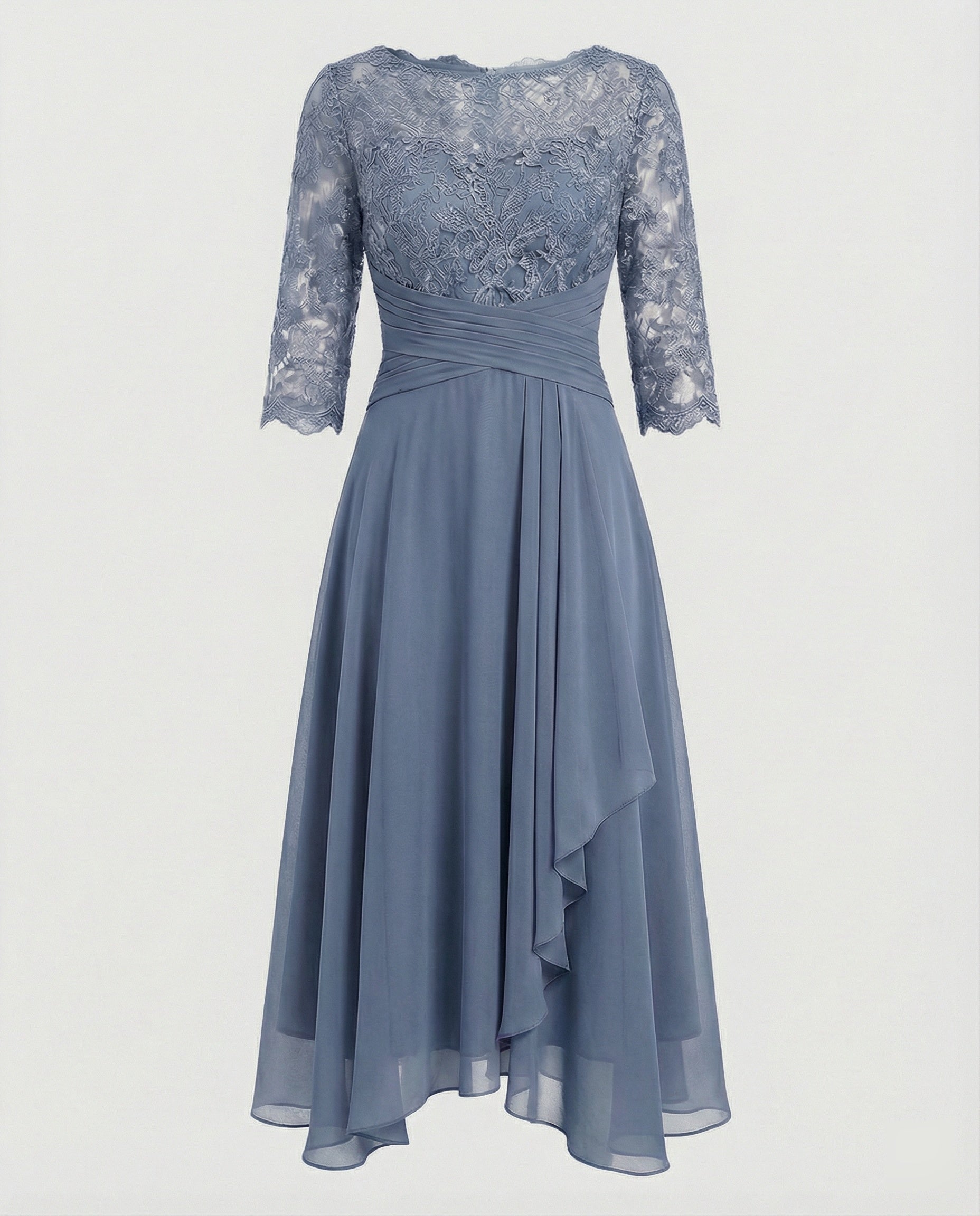 Robe de Cérémonie Femme | Dentelle, Taille Marquée | Midi Chic