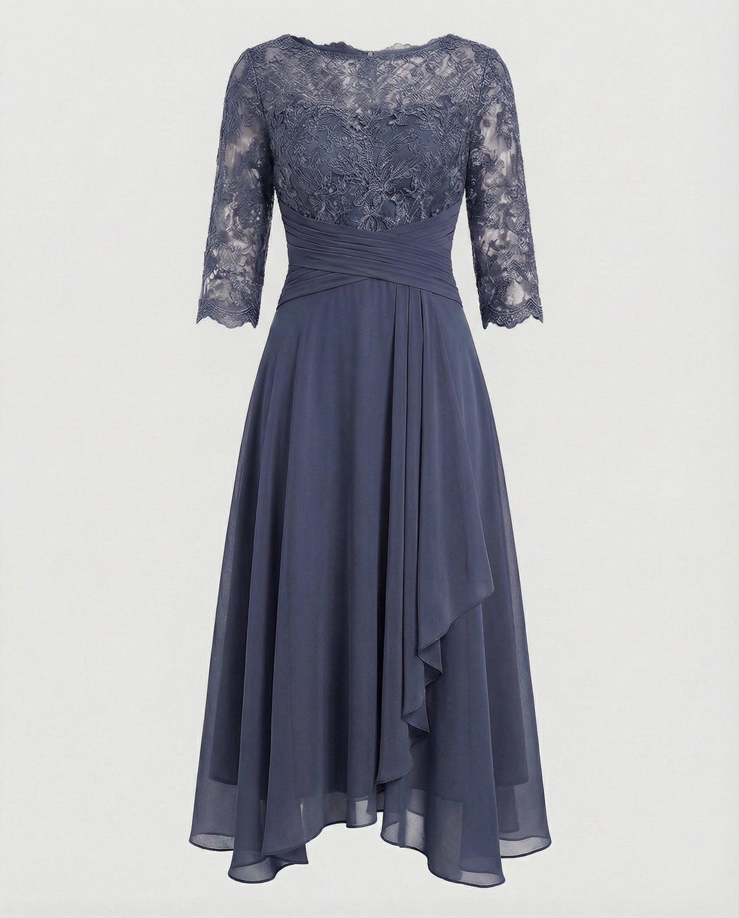 Robe de Cérémonie Femme | Dentelle, Taille Marquée | Midi Chic