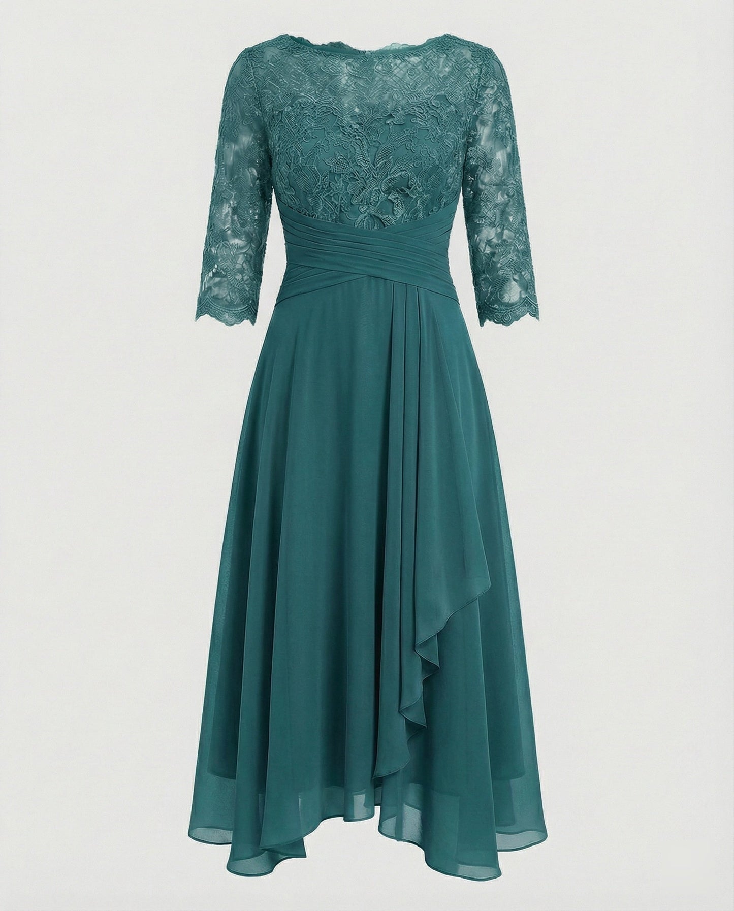 Robe de Cérémonie Femme | Dentelle, Taille Marquée | Midi Chic