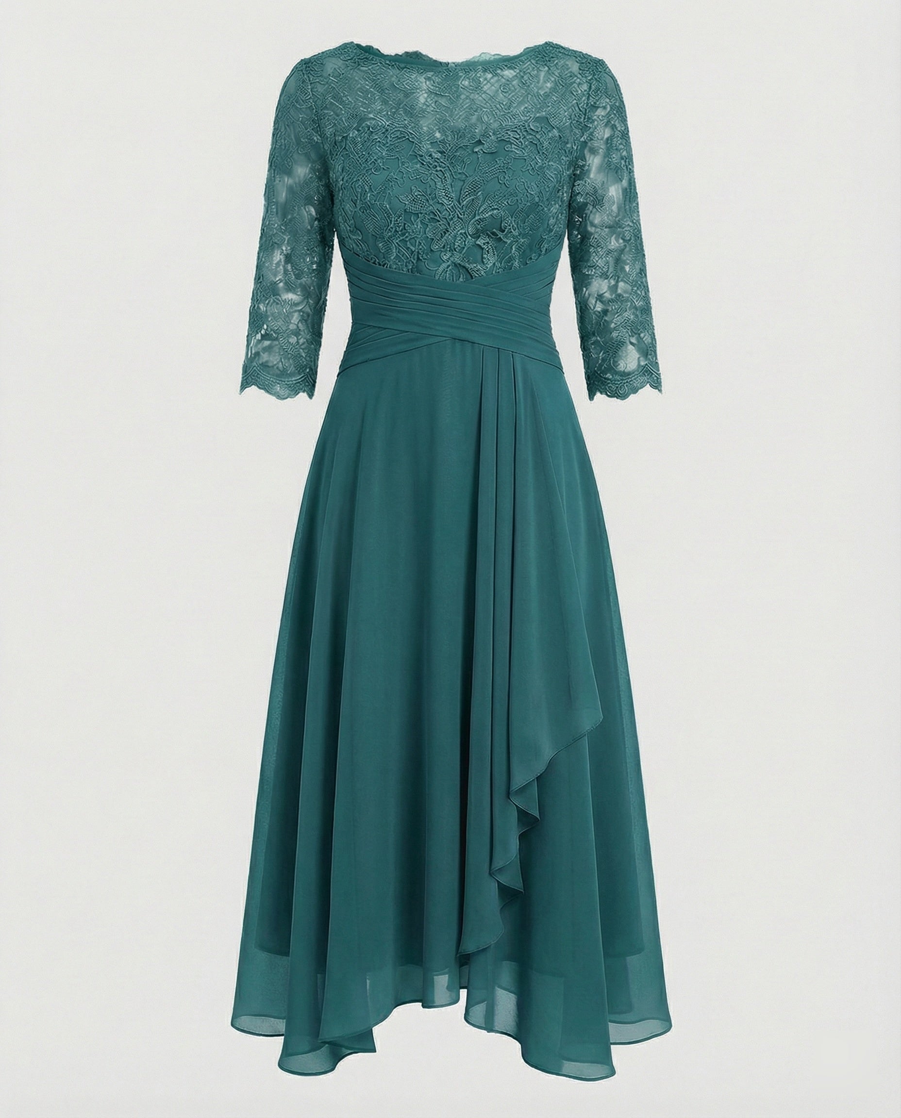 Robe de Cérémonie Femme | Dentelle, Taille Marquée | Midi Chic