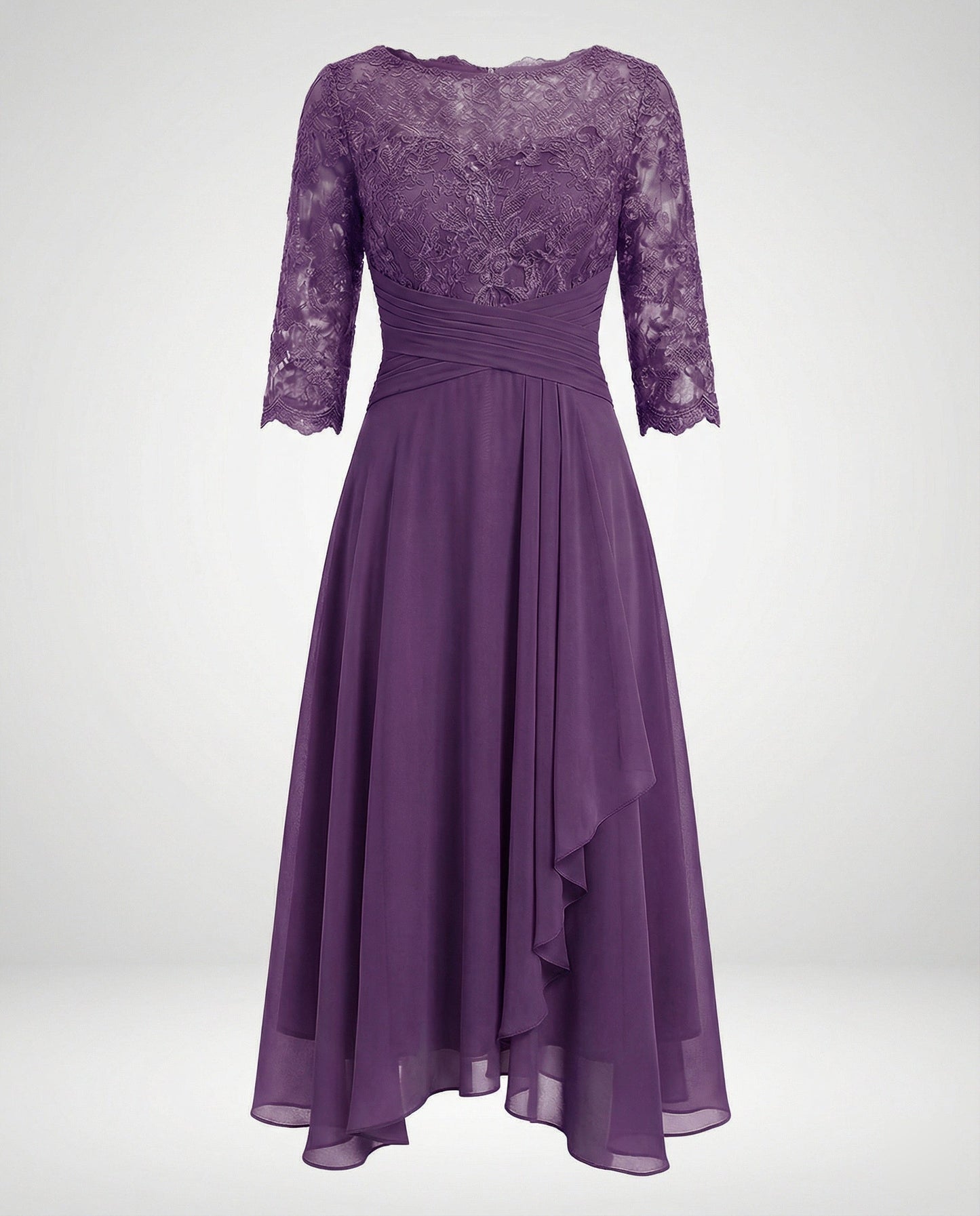 Robe de Cérémonie Femme | Dentelle, Taille Marquée | Midi Chic