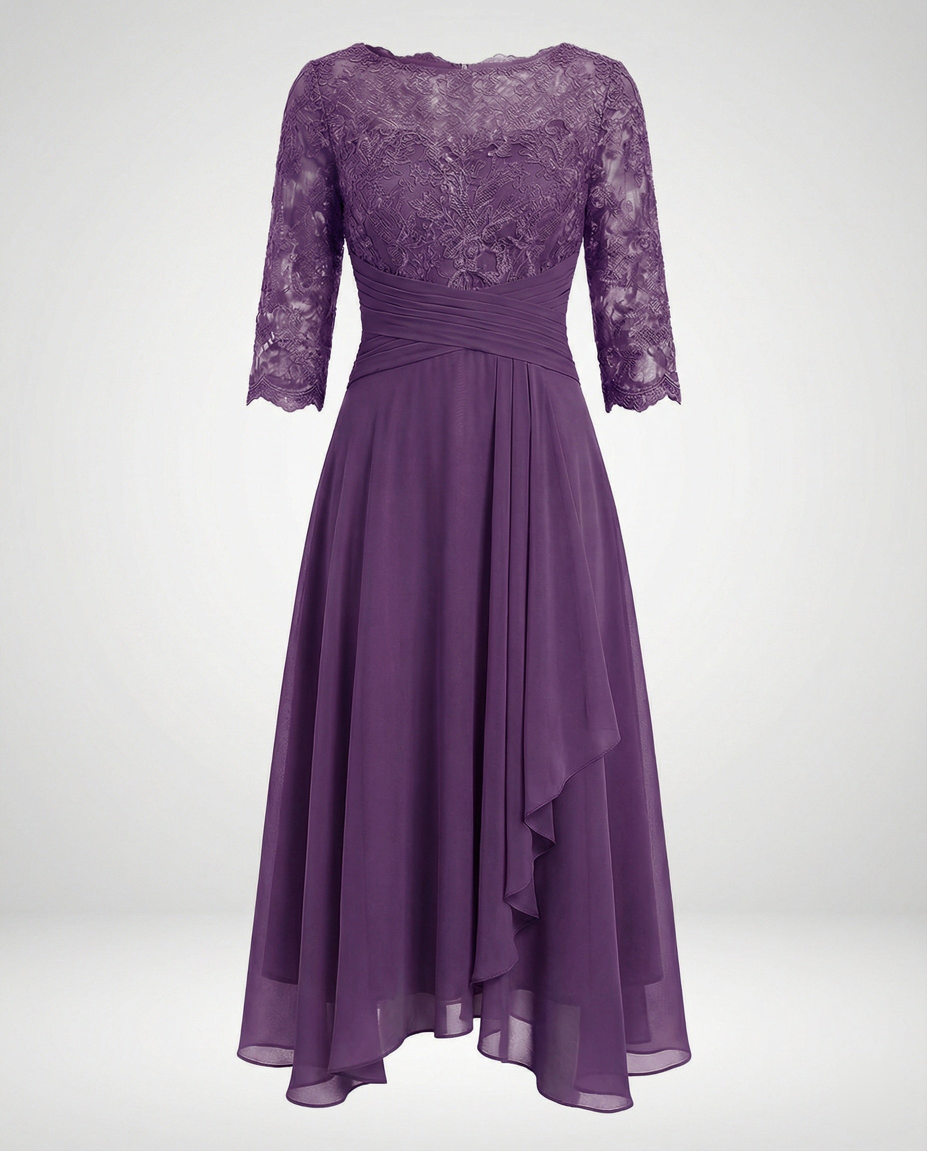 Robe de Cérémonie Femme | Dentelle, Taille Marquée | Midi Chic