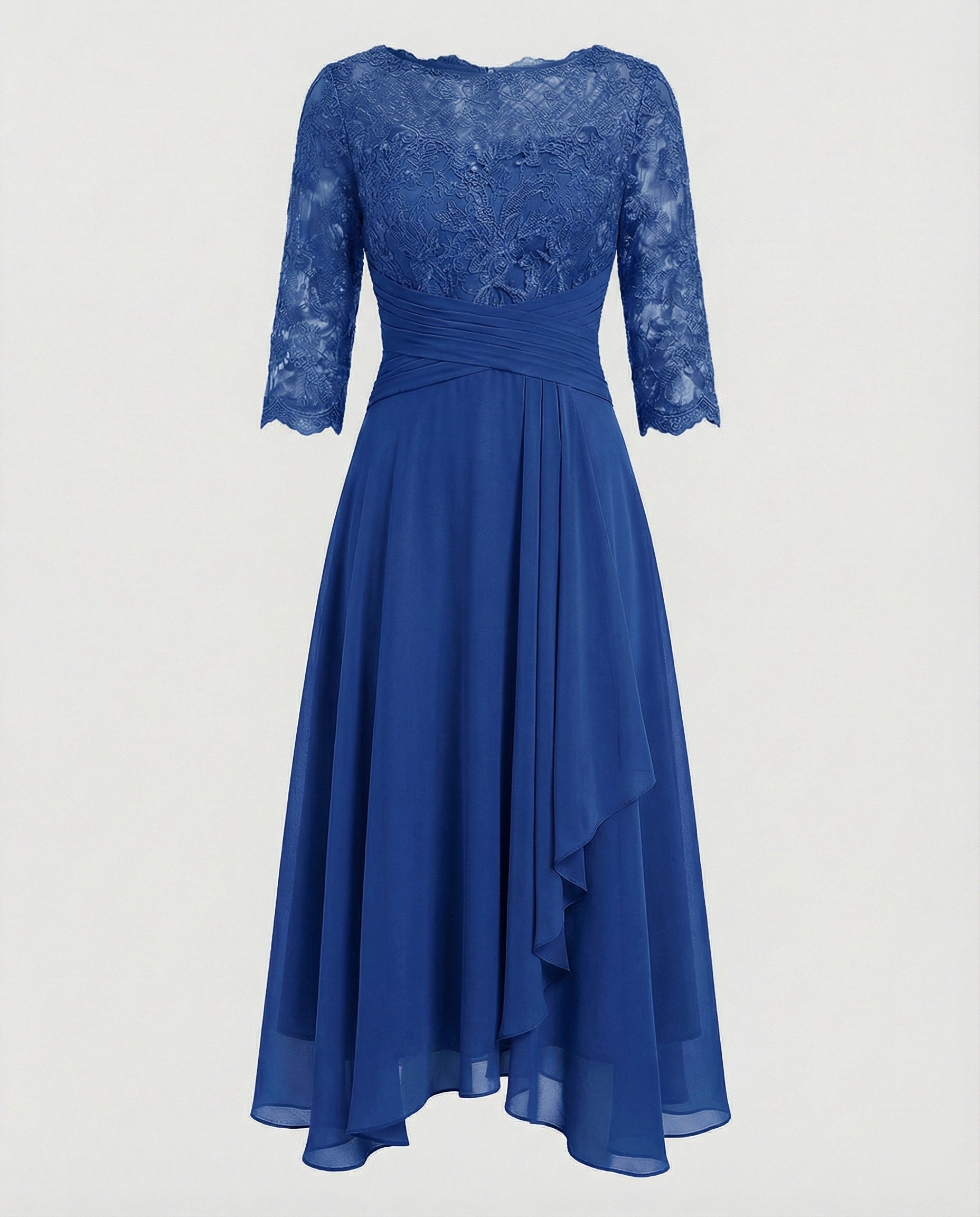 Robe de Cérémonie Femme | Dentelle, Taille Marquée | Midi Chic