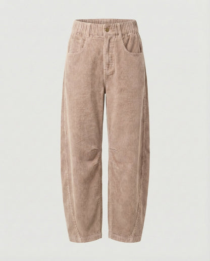 Pantalon velours femme taille élastique large jambe ample hiver