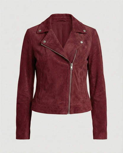 Veste Cuir Femme | Motard Souple, Suédine Marron