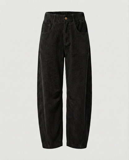 Pantalon velours femme taille élastique large jambe ample hiver