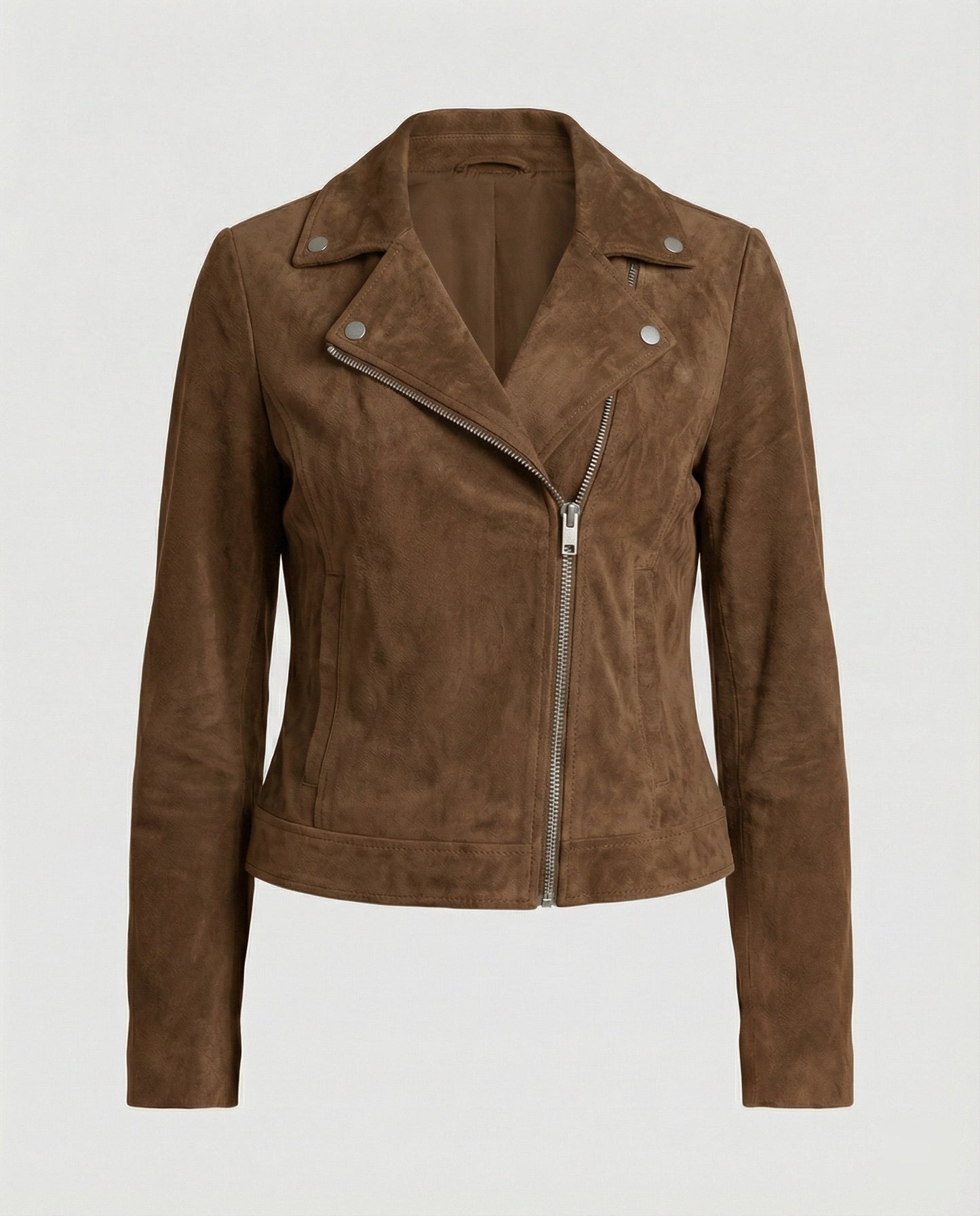 Veste Cuir Femme | Motard Souple, Suédine Marron