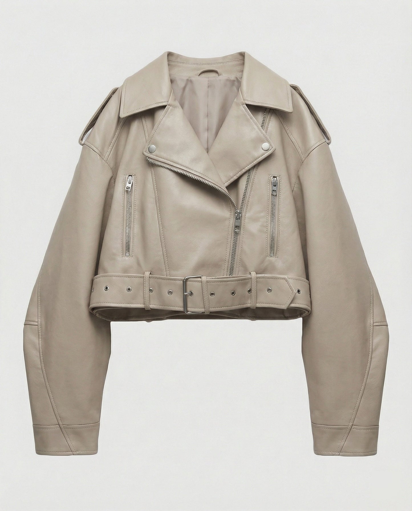 Veste en cuir souple femme | Noir, coupe ajustée, ceinture