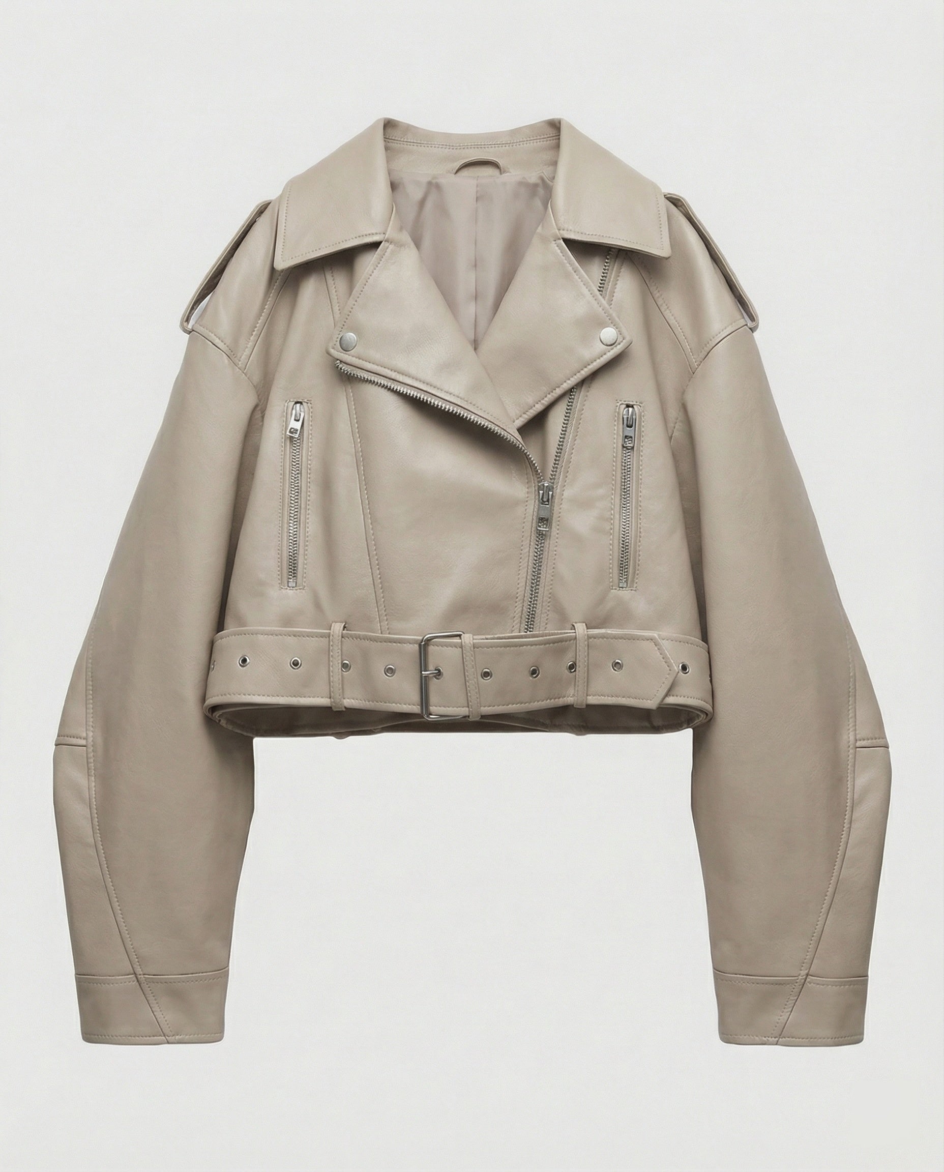 Veste en cuir souple femme | Noir, coupe ajustée, ceinture