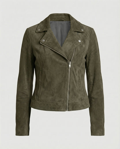 Veste Cuir Femme | Motard Souple, Suédine Marron