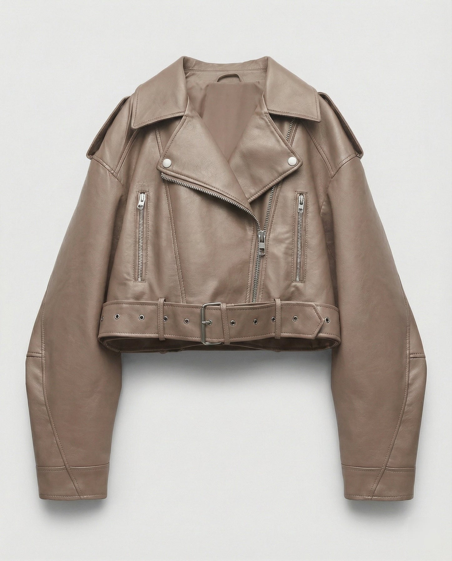 Veste en cuir souple femme | Noir, coupe ajustée, ceinture
