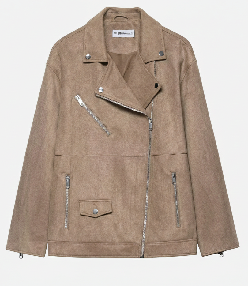 Veste Cuir Femme | Doux Velours, Coupe Ample | Kaki
