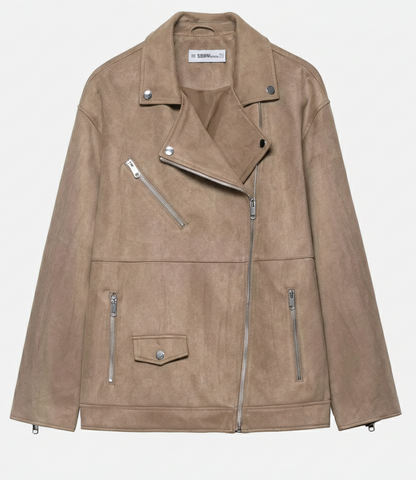 Veste Cuir Femme | Doux Velours, Coupe Ample | Kaki