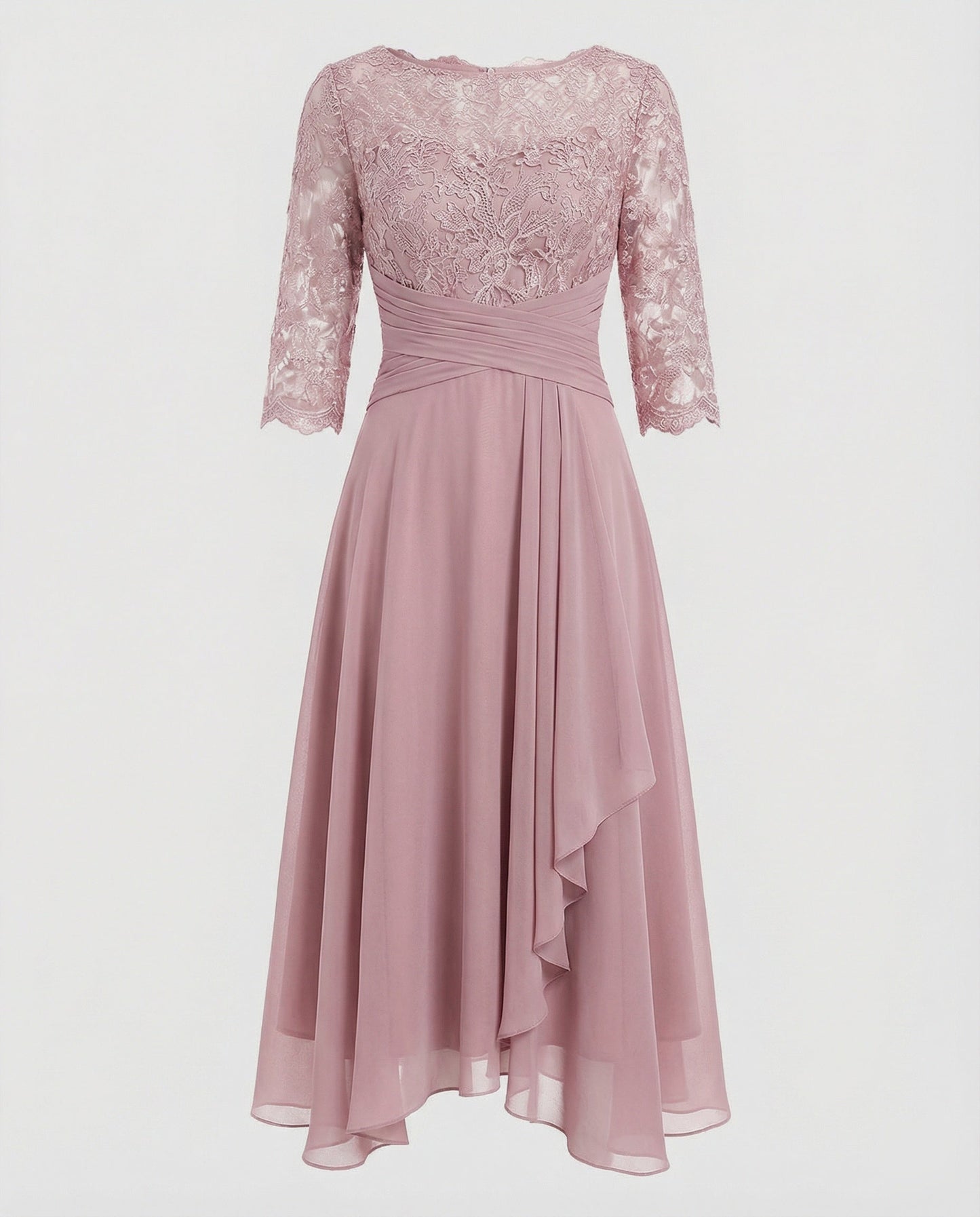 Robe de Cérémonie Femme | Dentelle, Taille Marquée | Midi Chic