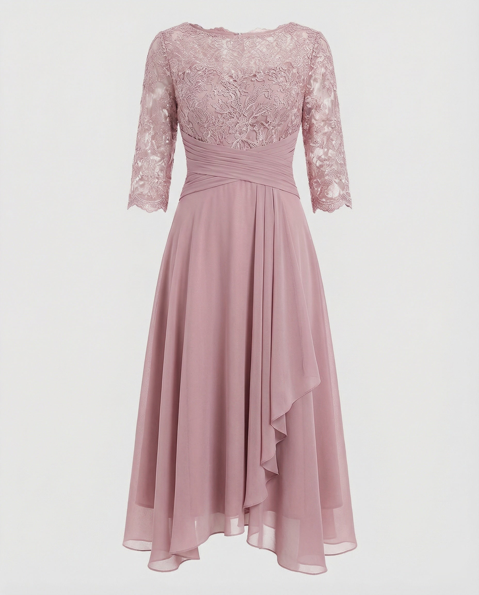 Robe de Cérémonie Femme | Dentelle, Taille Marquée | Midi Chic