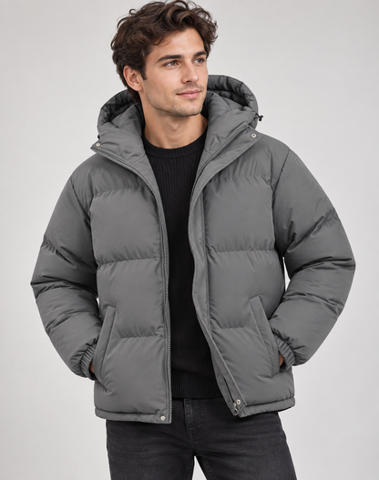 Doudoune homme hiver capuche zippée matelassée coupe regular