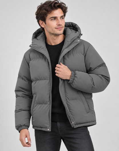 Doudoune homme hiver capuche zippée matelassée coupe regular
