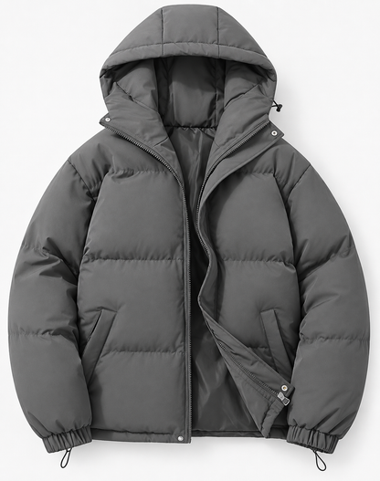 Doudoune homme hiver capuche zippée matelassée coupe regular
