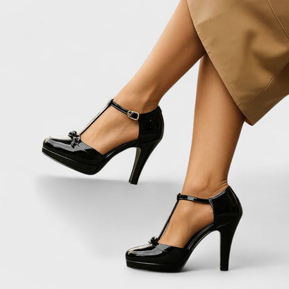 Talons Dames T-Strap | Soirée Formelle, Détail Nœud