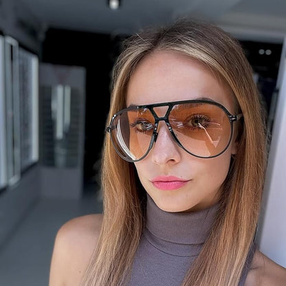 Lunettes de soleil aviateur surdimensionnées | Rétro, verres teintés