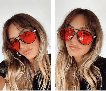 Lunettes de soleil aviateur surdimensionnées | Rétro, verres teintés